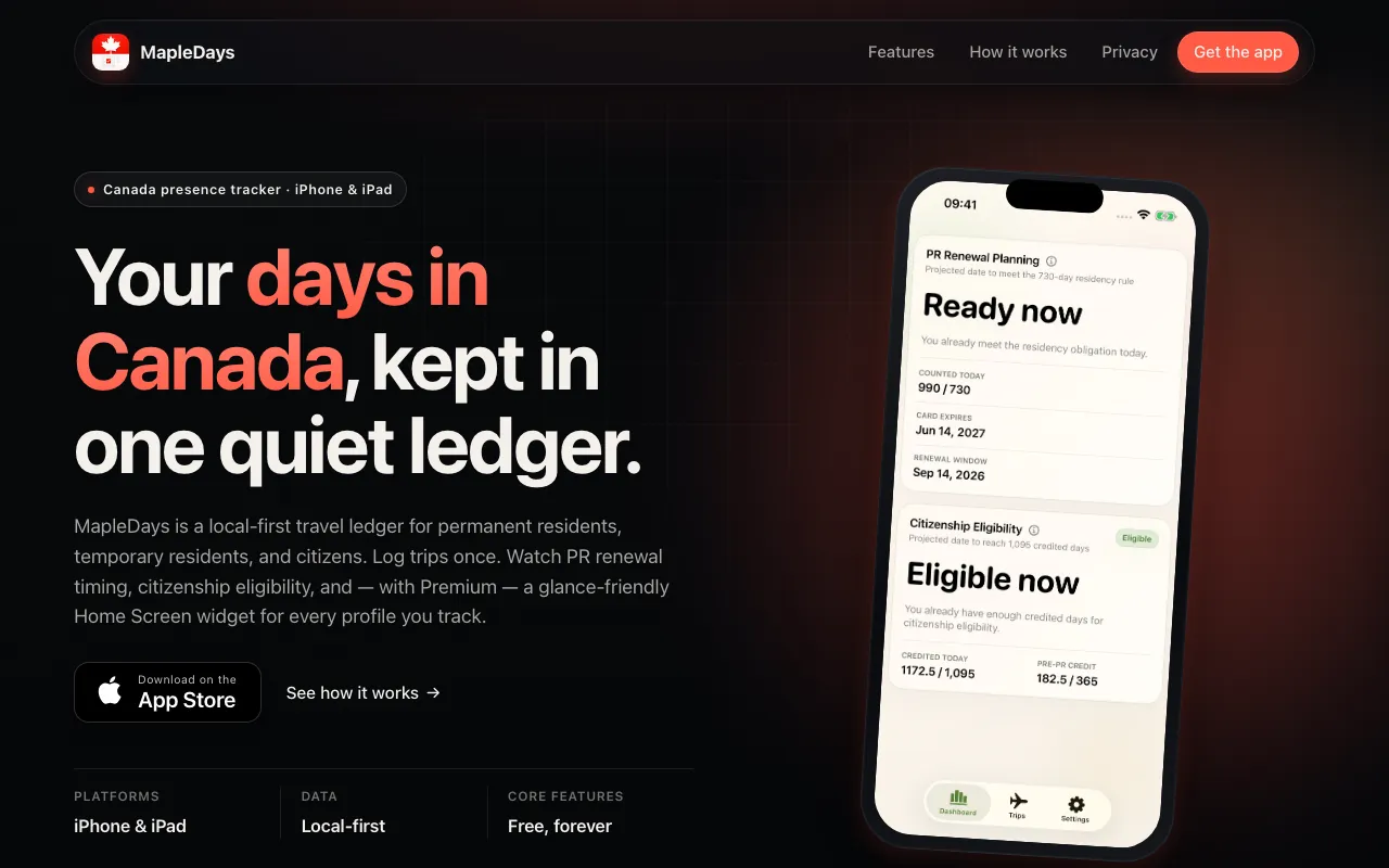 Screenshot of MapleDays
