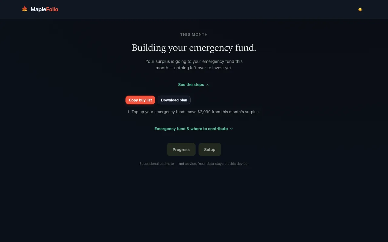 Screenshot of MapleFolio