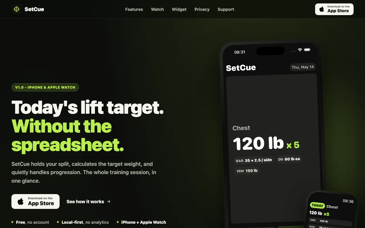 Screenshot of SetCue